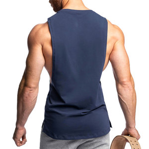 Débardeur sans manches bleu marine pour homme, col rond, tricoté ajouré en coton, couleur unie, décontracté, respirant, pour l'entraînement - Product Image 5