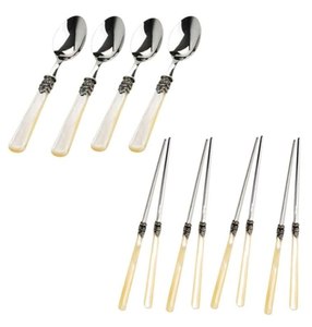 Vintage <b>Bone</b> <b>Handle</b> Luxury Stainless Steel Cutlery Set Spoon Fork <b>Knife</b> Reusable Dishwasher Safe Durable Party Dining Tableware - Product Image 1