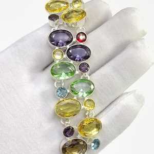 Bracelets en améthyste, citrine, topaze bleue, cadeau pour fille, argent sterling 925, bijoux en gros, bijoux faits à la main, bijoux tendance - Product Image 3