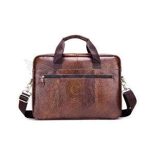 Sac à ordinateur portable décontracté en cuir véritable avec plusieurs compartiments de rangement pour les voyages d'affaires et le stockage d'appareils - Product Image 6