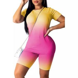 Breathable Solid colour <b>Tie</b>-<b>Dye</b> Shorts Women Clothing <b>Tie</b> <b>Dye</b> Two Pieces Crop Top and Short <b>Set</b> Custom Cropped short <b>Set</b> - Product Image 2