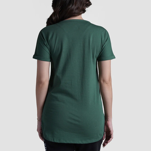 Custom Summer <b>Women</b> Curved Hem T-Shirt 100% Cotton Casual Breathable Solid Jersey Long Sleeve V Neck Curved Hem T-Shirts <b>Women</b> - Product Image 4