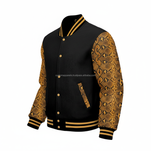Chaqueta Varsity Personalizada al por Mayor con Bordado de Béisbol, Cuello Alto, Transpirable, Resistente al Viento, Mangas de Lana con Impresión DTG para Hombre - Product Image 4