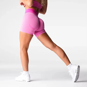 Wholesale High Waist Solid Yoga <b>Shorts</b> for Women Fitness Running Breathable Eco-Friendly <b>Tight</b> Fit Four-Way Stretch Quick Dry - Product Image 1