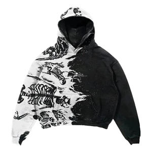 Sudaderas con capucha de alta calidad para hombre 100% algodón serigrafía Logo pulóver francés Terry ácido lavado sublimación sudadera para hombres - Product Image 2