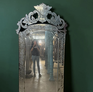 Espejo Veneciano Italiano, Espejo de Pared de Vidrio Tallado a Mano, Decoración de Hogar de Estilo Antiguo Elegante, Adorno de Pared de Lujo - Product Image 1
