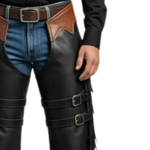 Durable High Quality Breathable Genuine Leather Western <b>Chaps</b> <b>Riding</b> Ready Customizable Options for Men - Product Image 6