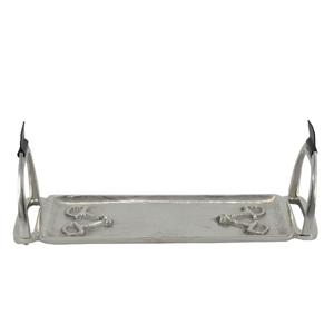 Bandejas de Servicio de Comida Estilo Americano, Forma Rectangular, Bandeja Metálica Hecha a Mano con Asas de Estribo de Caballo, Bandejas Decorativas de Grado Alimenticio - Product Image 4