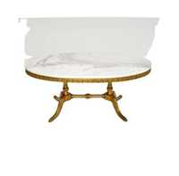 Table console avec plateau en marbre et base décorative en fer forgé, table de salon de style luxueux, table d'entrée, structure en métal