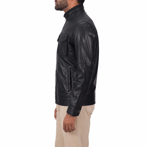 เสื้อแจ็คเก็ตหนังแท้บุฟองน้ำสำหรับผู้ชายแบบสั่งทำ - Product Image 3