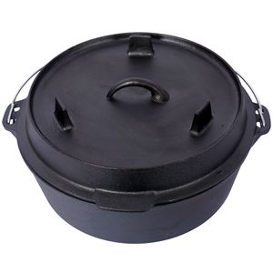Pentola Olandese in Ghisa Pretrattata con Coperchio, Padella Profonda per Campeggio, Cucina all'Aperto, Barbecue, Cottura sul Focolare, Utensili da Campeggio - Product Image 6