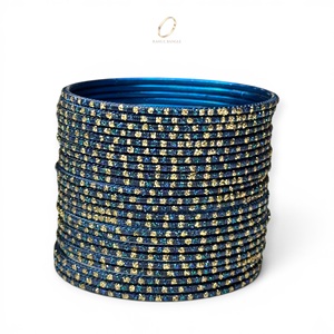 Fashion Wholesale Modern Navy Blue Stainless Steel Trendy Bangles Set for Women Wedding Party Indian Jewelry Lowest Price - Product Image 4