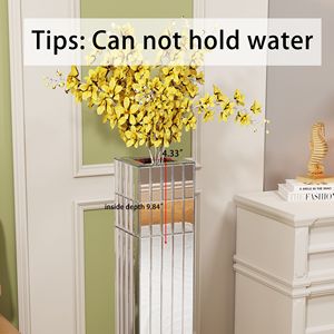 Décoration d'intérieur moderne, vase en verre cube miroir argenté de 76 cm (29,92 po) de haut pour fleurs séchées - Product Image 4