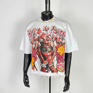 เสื้อยืดคัสตอมผู้ชาย สตรีทแวร์ลายกราฟิก ผ้าคอตตอนหนานุ่ม คุณภาพสูง ทรงวินเทจ ล้างสีแบบแอซิดวอช ทรงบ็อกซี่ ลายกราฟิก เสื้อครอป - Product Image 4
