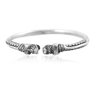 <b>Silver</b> Mountain Dual Skull Sterling <b>Silver</b> Open <b>Cuff</b> Charm <b>Bracelet</b>/Bangle with Antique <b>Silver</b> Finish Oxidized Look Cute Design - Product Image 2