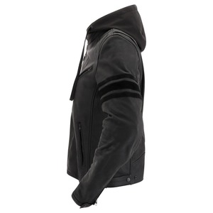 Veste à capuche en cuir véritable pour homme, style moderne, chaude, pour l'hiver, durable, confortable, décontractée, pour moto - Product Image 3