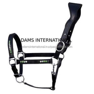 Calidad elegante Adams International acolchado de cuero caballo Halter con detalle de cristal al por mayor del fabricante - Product Image 1