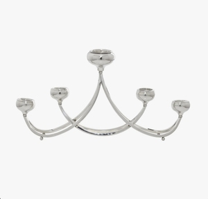 Wholesale Silver Metal 5-Arm Candelabra Modern Curved <b>Arch</b> Pillar <b>Candle</b> Holder Stand Table Centerpiece Wedding Home Decor - Product Image 3