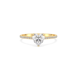 Bague de fiançailles solitaire REYES avec diamant de laboratoire taille cœur de 1,17 carat et pierres latérales, en or jaune massif 14 carats, bijoux fins - Product Image 2