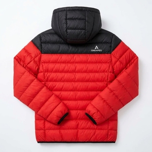 Veste matelassée à capuche pour homme, couleur rouge et noir, chaude, imperméable, légère, pour l'hiver et les activités de plein air, One Apex - Product Image 4