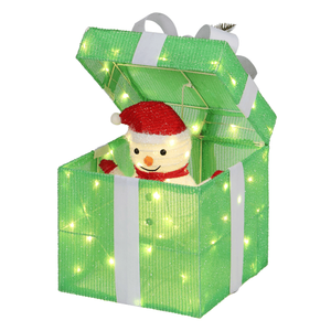 12in Motorized Pop-up Gift <b>Box</b> with Snowman Xmas Outdoor Holiday Yard Decorations 60 <b>LED</b> <b>Lights</b> Christmas Inflatable Decorations - Product Image 1