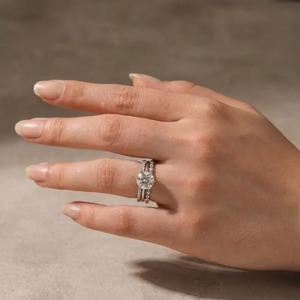 925 <b>Sterling</b> <b>Silver</b> Gold Plated Moissanite 2Ct Round D VVS Solitaire Bridal <b>Ring</b> <b>Set</b> Engagement & Wedding Bands For Women's. - Product Image 1