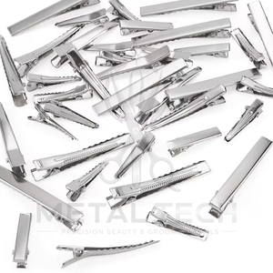 Pinces à cheveux professionnelles en métal argenté à une seule griffe, base pour salon de coiffure, pinces de sectionnement bec de canard, accessoires de bijouterie DIY - Product Image 2