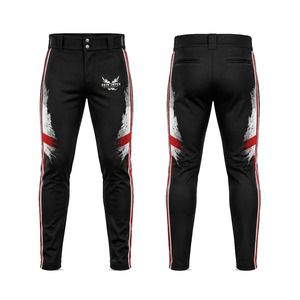 Men's <b>Black</b> Sublimated Baseball <b>Pants</b> With Red White Stripes Button Fly And Pockets Quick Dry Slim Fit All Seasons Baseball <b>Pant</b> - Product Image 1