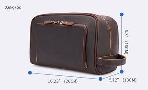 <b>Men</b> Vintage Travel <b>Pouch</b> Shaving Bag Travel Accessories Organizer Cosmetic Case Leather Dopp Kit Leather Toiletry Bag. - Product Image 5