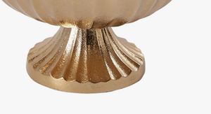 Handcrafted Metallic Gold Pedestal <b>Bowl</b> Featuring Fluted Design and Scalloped Edge Wholesale for Hospitality and Event Styling - Product Image 2