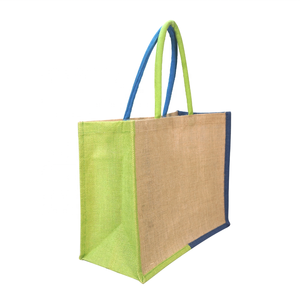 Elegante Bolsa De yute ecológica con asas coloridas de diseño duradero y lista para enviar para pedidos al por mayor - Product Image 1