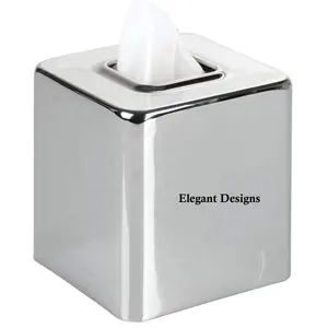 Caja de pañuelos de Metal niquelado decorativo, hecha a mano cubierta de tejido de lujo de alta calidad, clásica, elegante, venta al por mayor - Product Image 1