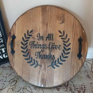 ถาดสำหรับเสิร์ฟคุกกี้ซานต้าแบบกลมถาดไม้อะคาเซียและถาดพร้อมที่จับสำหรับเขียงสไตล์คริสต์มาสและวันหยุด - Product Image 2