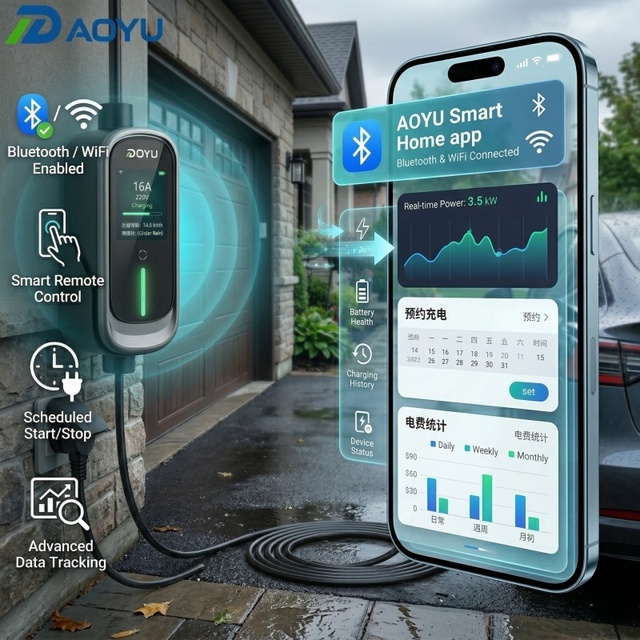 Top 11.5kW Portable EV Charger Type 1 J1772 48A OCPP 1.6J Smart APP Control Fast Charging Station for Home & Commercial Fleet
