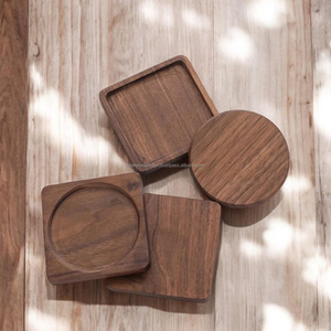 Ensemble de sous-verres ronds en bois de noyer moderne, faits à la main, multi-épaisseurs, pour la maison et l'hôtellerie, par Falak World Export - Product Image 1