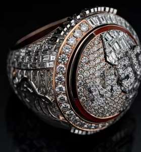 Anillo Redondo de Moissanita Cultivada en Laboratorio de 10K, Estilo Hip Hop Elegante para Hombre, Anillo de Boda Chapado en Rodio - Product Image 6