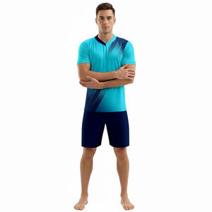 Ensemble de maillots de football sublimés pour hommes, col en V, manches courtes, vêtements de sport respirants, couleur dégradée, uniforme en polyester - Product Image 5