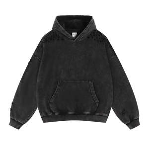 Sweat à capuche pour homme 100% coton écologique, coupe ample, effet délavé, imprimé numérique, streetwear décontracté d'hiver - Product Image 1