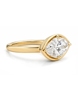 แหวนหมั้นและแหวนแต่งงานทรงมาร์คีส์คุณภาพสูง ทอง 14K เพชรเพาะเลี้ยง ได้รับการรับรองจาก IGI หรูหรา - Product Image 2