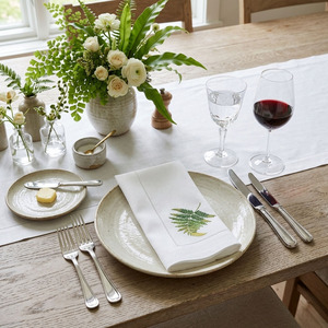 Custom Wholesale Embroidery Fern Leaf Classic Square Dinner Napkin Machine Washable Hemstitch <b>Linen</b> <b>Table</b> Napkin Durable Home - Product Image 4