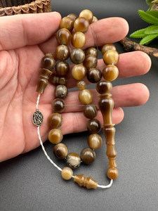 Cuentas Redondas de Hueso de Búfalo Talladas, Color Beige, Orificio Ancho para Ensartar de 6 mm, Cuentas Tribales, 33 Piezas de Falak World Export - Product Image 5