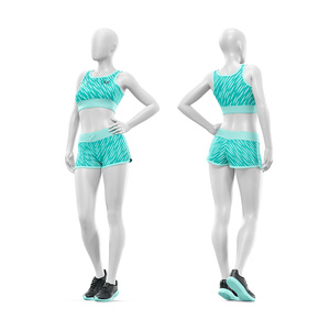 Ensemble de yoga côtelé pour femmes Custom W4G, respirant, soutien-gorge antichoc, short taille haute très élastique, ensemble 2 pièces en tissu nylon et élasthanne - Product Image 3