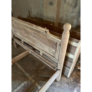 model dual tone solid acacia wood <b>queen</b> <b>size</b> <b>bed</b> <b>frame</b> white coloured panel bedroom furniture luxury double <b>bed</b> with turned post - Product Image 2