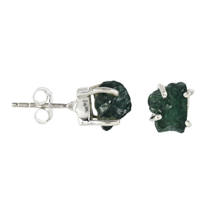 Pendientes de Plata de Ley 925 con Apatita Verde Cruda Mystic Glow, Joyería Hecha a Mano, Pendientes de Piedras Preciosas en Bruto, Estilo Boho para Uso Diario - Product Image 1