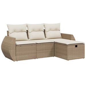 Conjunto de Muebles de Jardín Modulares Grandes de Poliratán Beige, Acero y Poliéster - Product Image 2