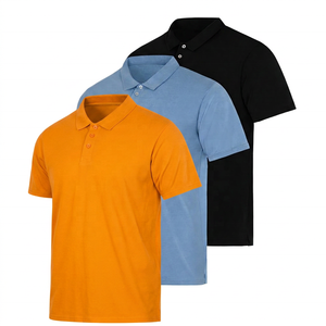 เสื้อโปโลแขนสั้นผู้ชาย ผ้าฝ้าย สีพื้น ระบายอากาศดี ดีไซน์ถักแบบลำลอง ทรงปกติ สีเหลือง น้ำเงิน ดำ - Product Image 5