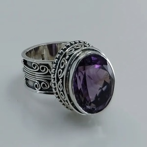 Amethyst <b>Ring</b> Handmade Sterling Silver Bezel Setting Natural Purple Oval Gemstone <b>Boho</b> Jewelry February Birthstone - Product Image 5