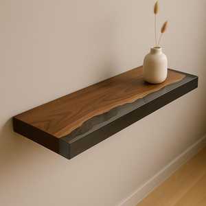 Walnut Epoxy Wood Resin Console Floor Mount Handmade Modern Entryway Hallway Furniture Home Accent TIMELESS <b>CRAFT</b> - Product Image 3