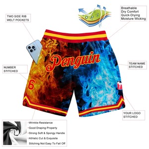 Shorts de sublimation personnalisés, motif flamme 3D, streetwear décontracté, nom personnalisé, fournisseur de shorts athlétiques décontractés - Product Image 4
