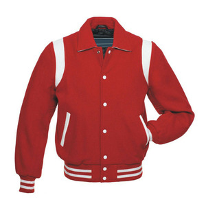 Chaqueta Varsity Roja para Hombre, Cuerpo de Lana, Mangas de Cuero, Cierre de Botones, Nuevo Estilo, Chaqueta Varsity para Hombre a Precio de Mayoreo - Product Image 2